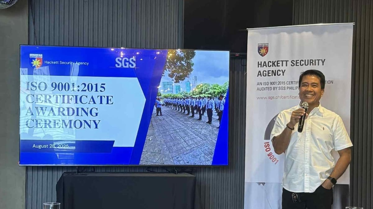 Hackett Security Agency CEO at the ISO 9001:2015 Certificate Awarding Ceremony