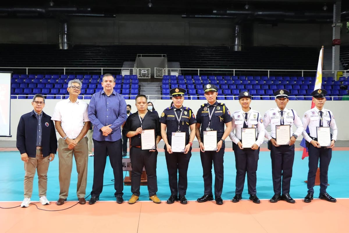 Hackett Security guards recognized by the Philippine Sports Commission at the Rizal Memorial Sports Complex
